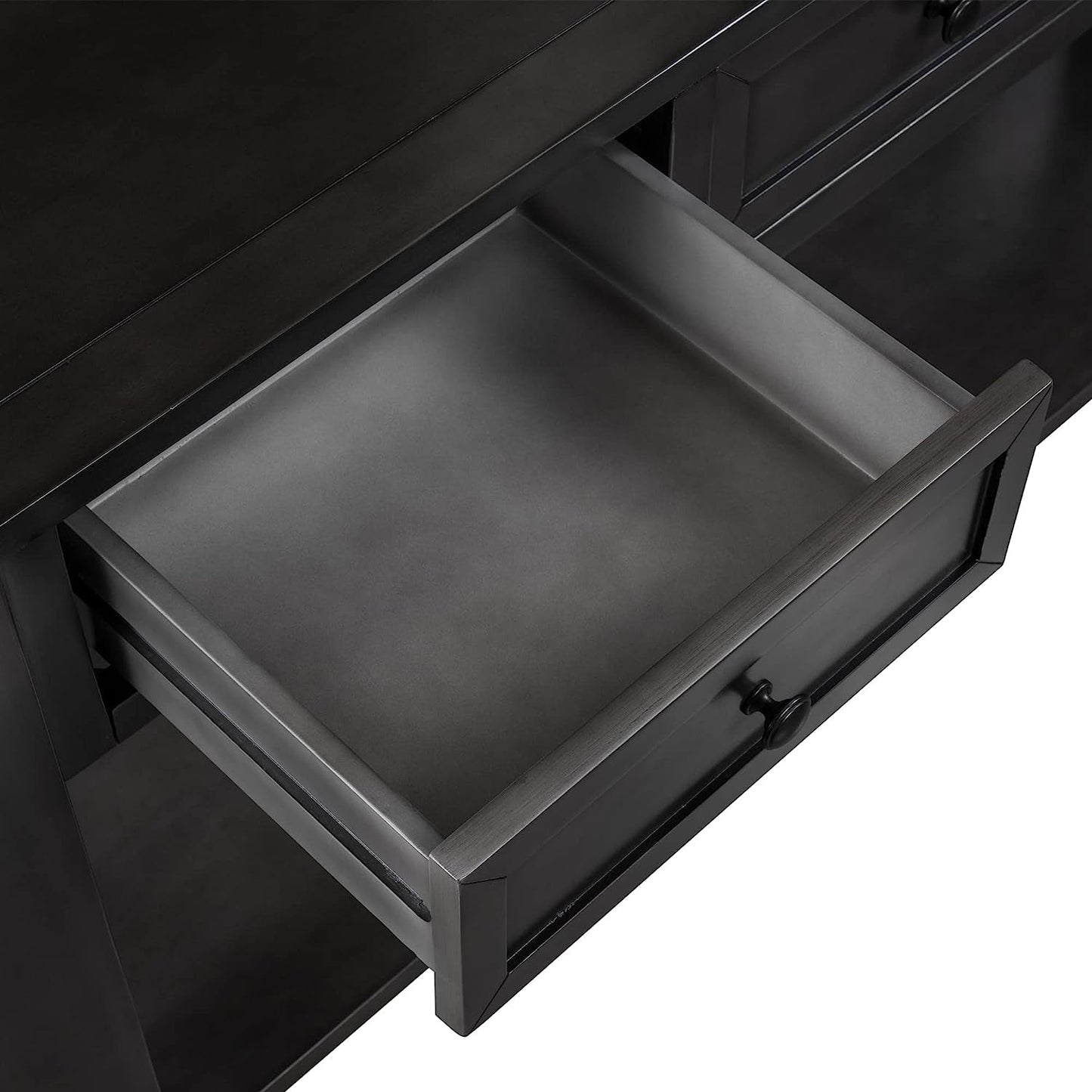 Black Console Table 55In Wide With 3 Drawers And Shelf