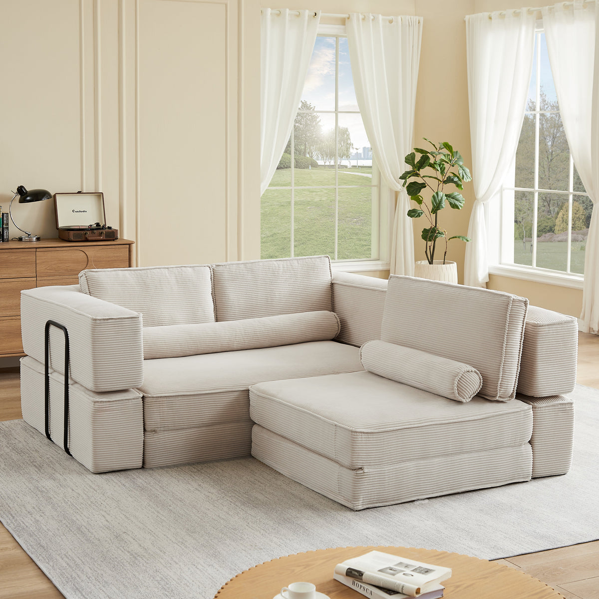 Large Modern Corduroy Sofa