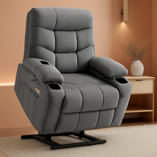 Power Lift Recliner Chair Dark Gray With Extended Footrest