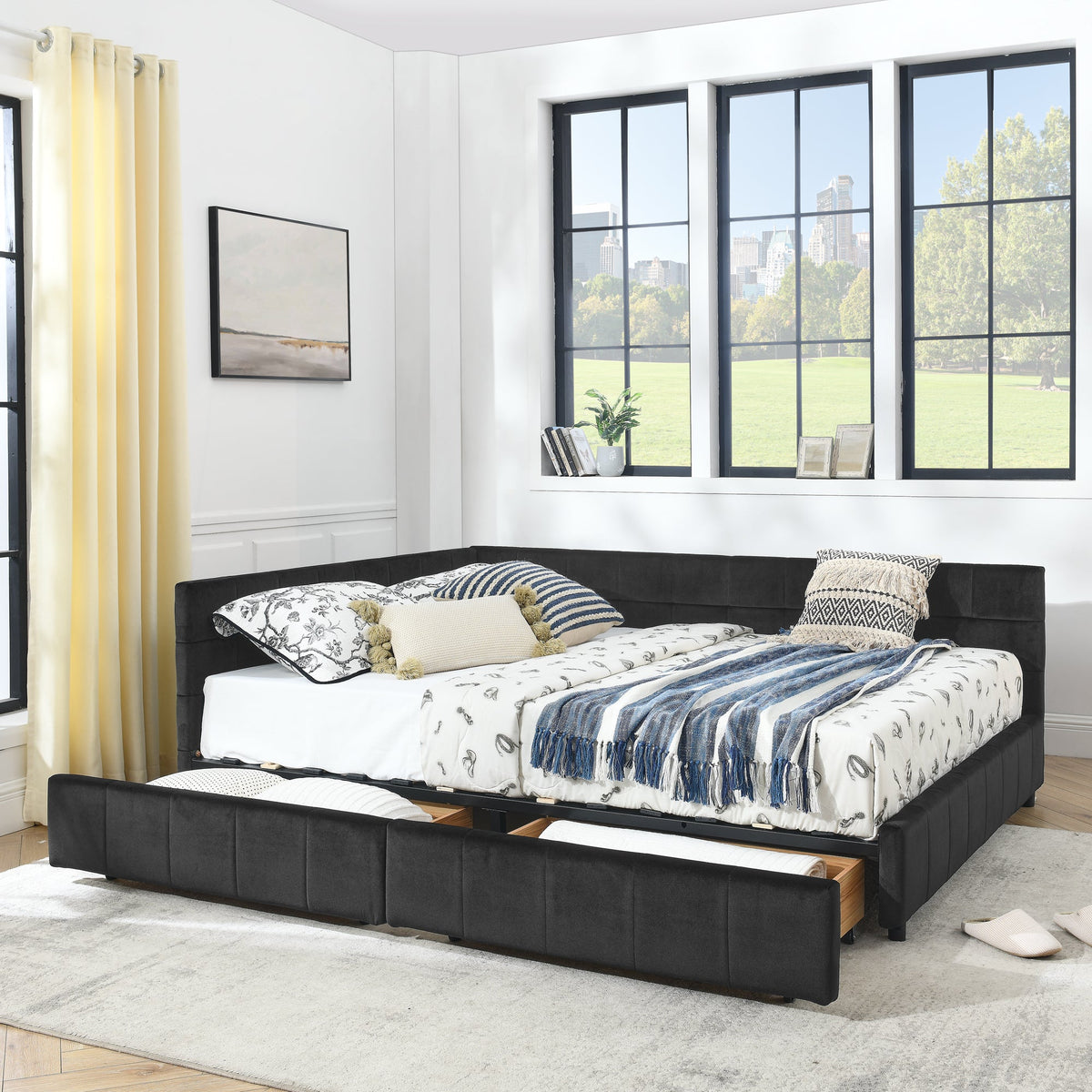 Queen Size Storage Upholstered Tufted Bed Frame