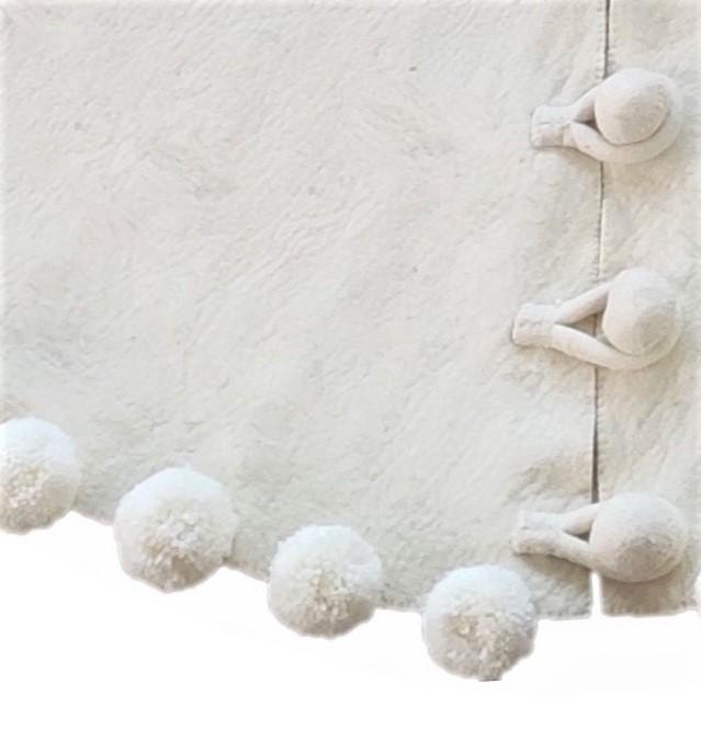 Handmade Felt Pom Poms Cream XL Christmas Tree Skirt 84" Arcadia Home