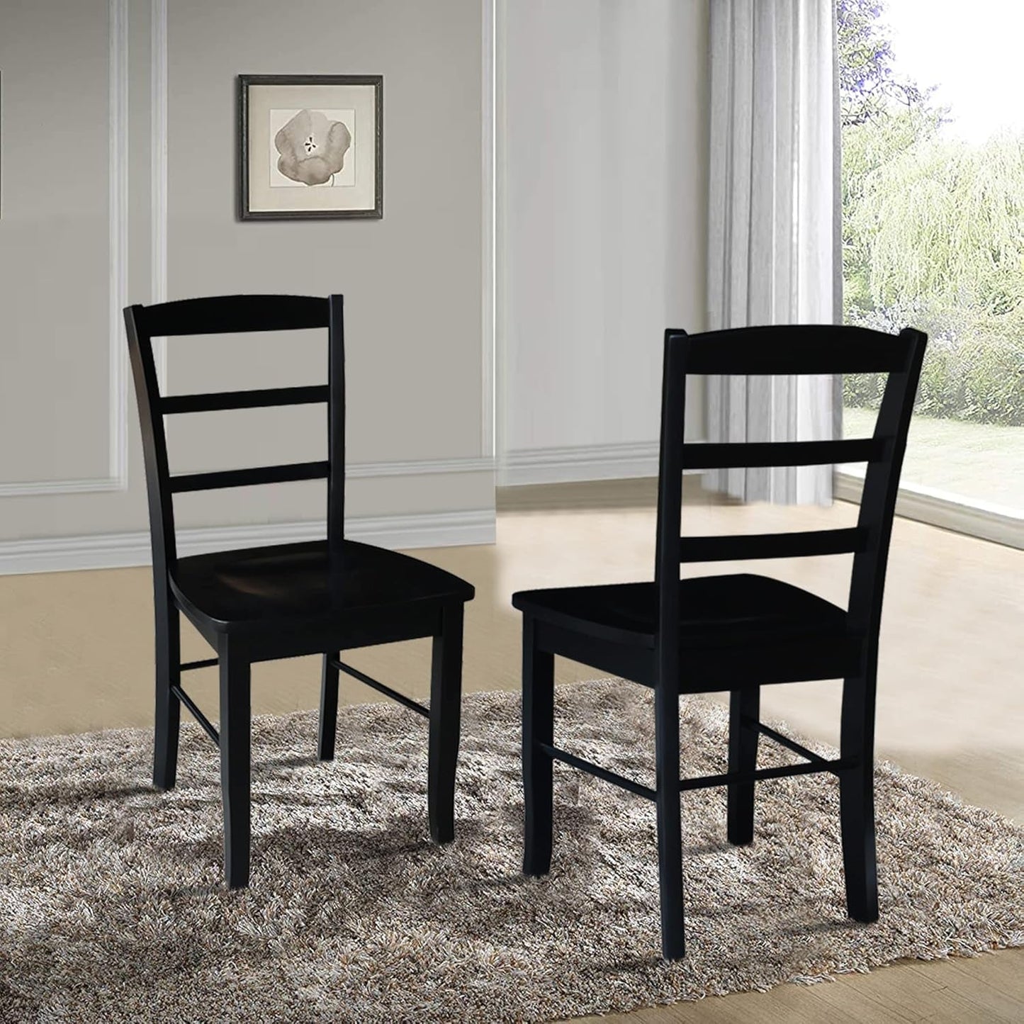 Set Of 2 Black Madrid Ladderback Dining Chairs For Kitchen