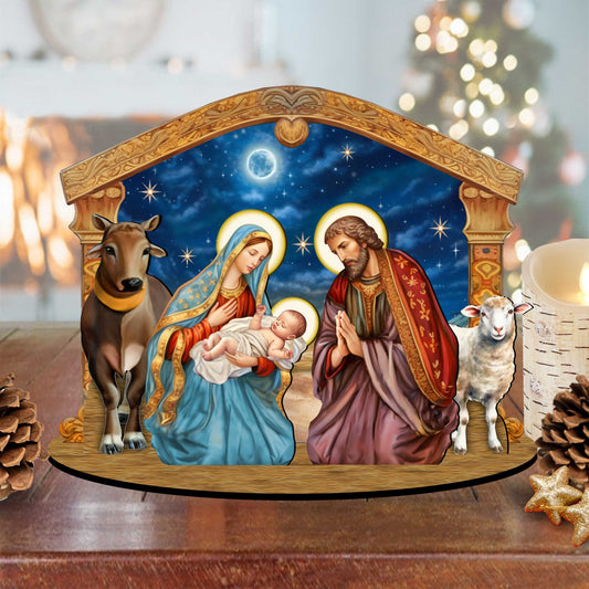Holy Family Nativity Scene Decorative Village Eco Wood Set by G. Debrekht Nativity Holiday Decor - 852764