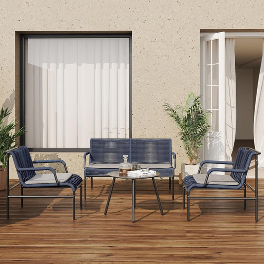 Modern Four Piece Patio Furniture Set with Comfortable Cushions