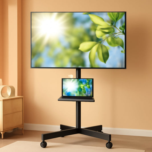 Mobile TV Stand for 23 to 60 Inch TVs with Laptop Shelf and Vesa 400x400