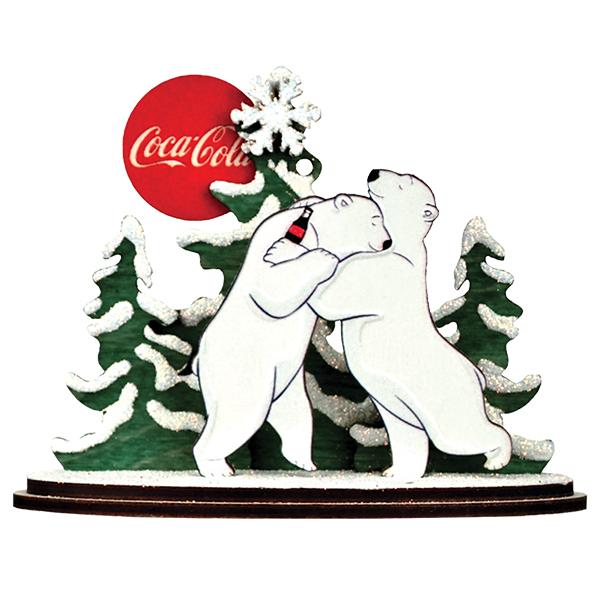 Coca-Cola Polar Bear sculpture with two bears embracing in a snowy scene.