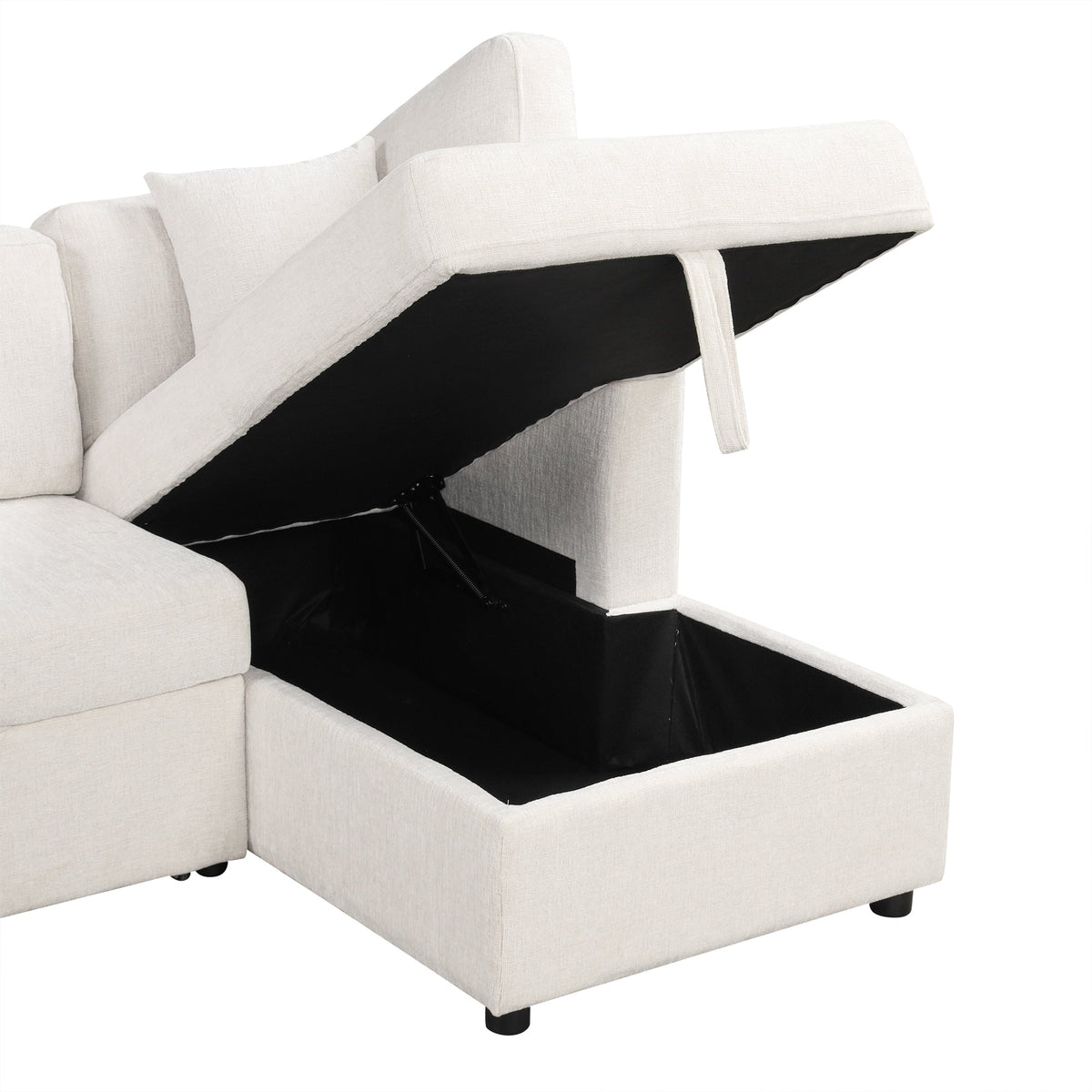 108.6" U-Shaped Sectional Sofa Pull-Out Bed with USB Ports
