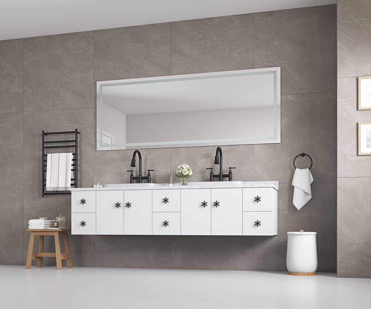 96 x 36 Inch LED Bathroom Mirror with Front and Backlight