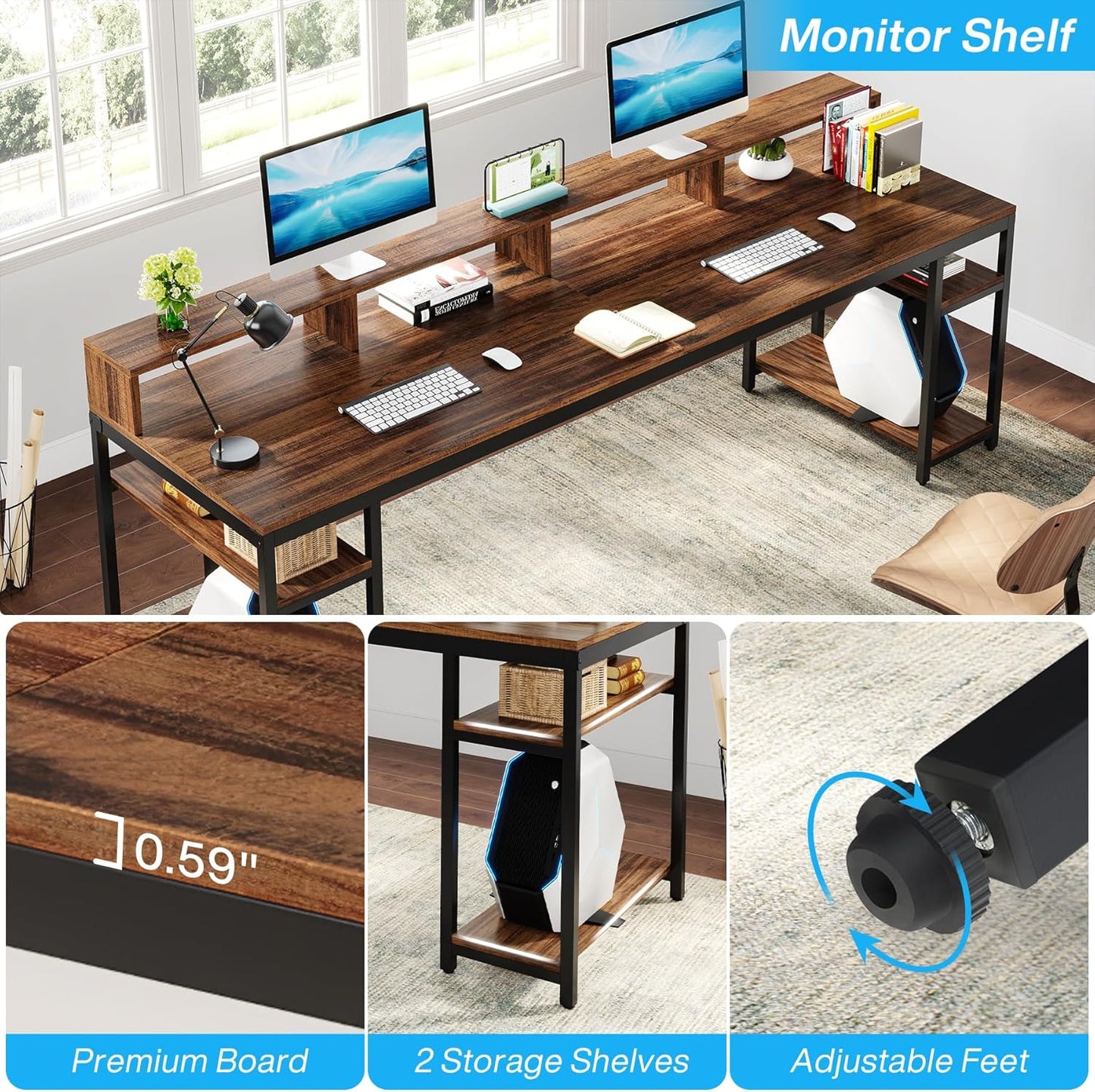 78" Two-Person Desk with X-Legs