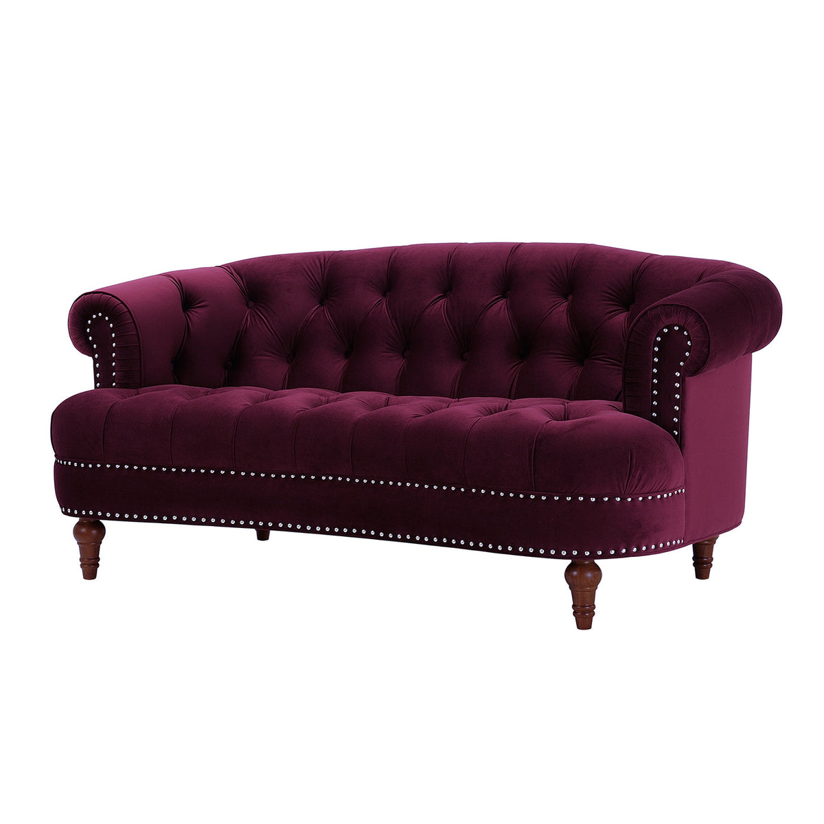 La Rosa Victorian Chesterfield Loveseat, Burgundy Velvet