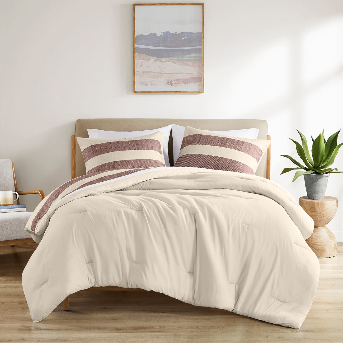 3-Piece King/Cal King Stripe Textured Print Comforter Set