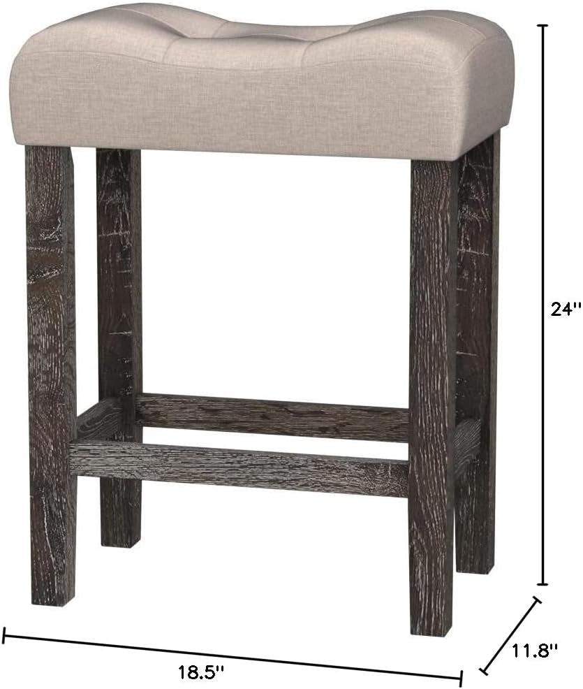 Sora Button Tufted Counter Height Bar Stools Set Of 2 Taupe
