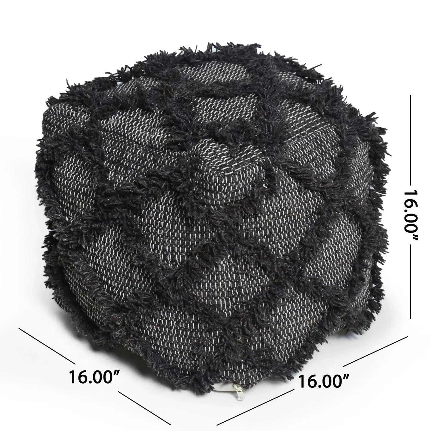 Jumanji Handcrafted Wool and Cotton Pouf - Brown