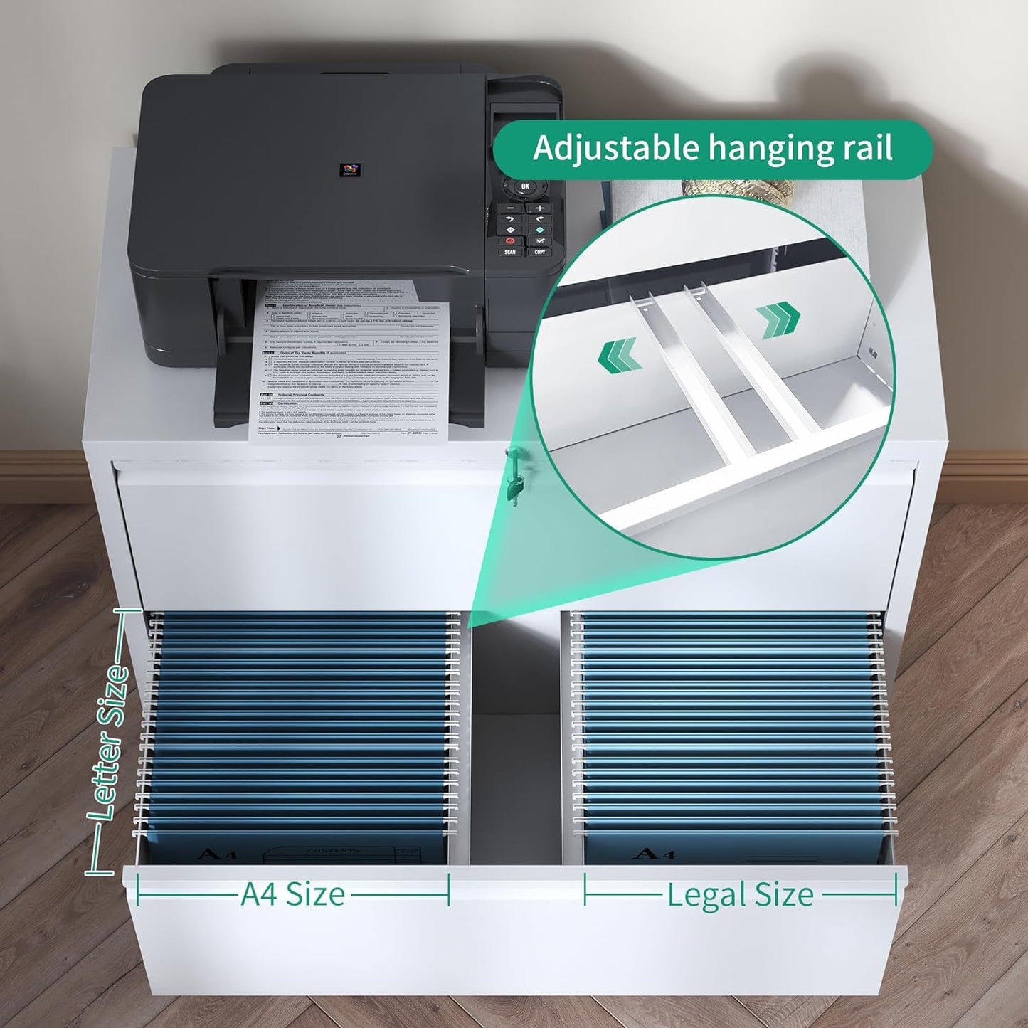 Lateral File Cabinet With 3 Drawers Metal Home Office