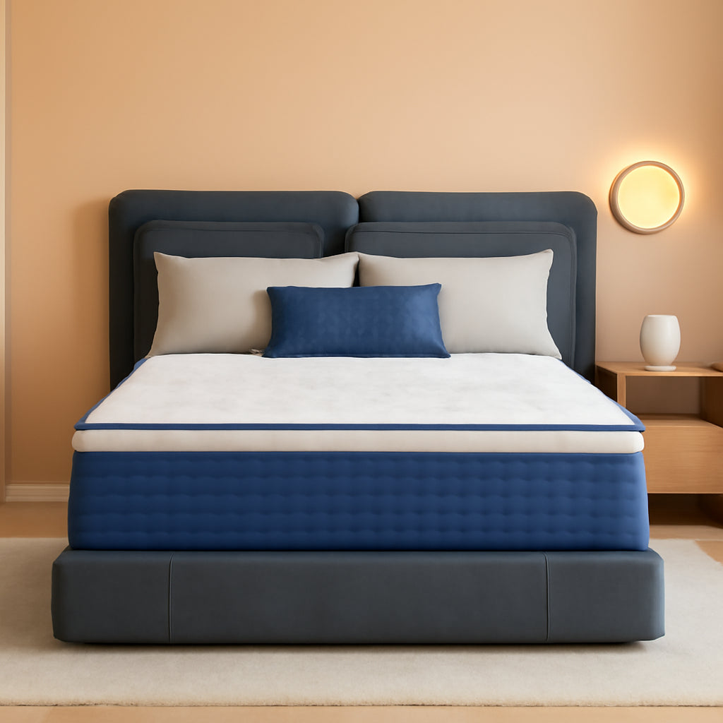 Blue Queen Hybrid Memory Foam Mattress Box CertipurUS