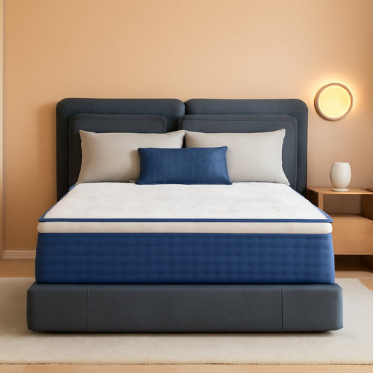 Blue Queen Hybrid Memory Foam Mattress Box CertipurUS