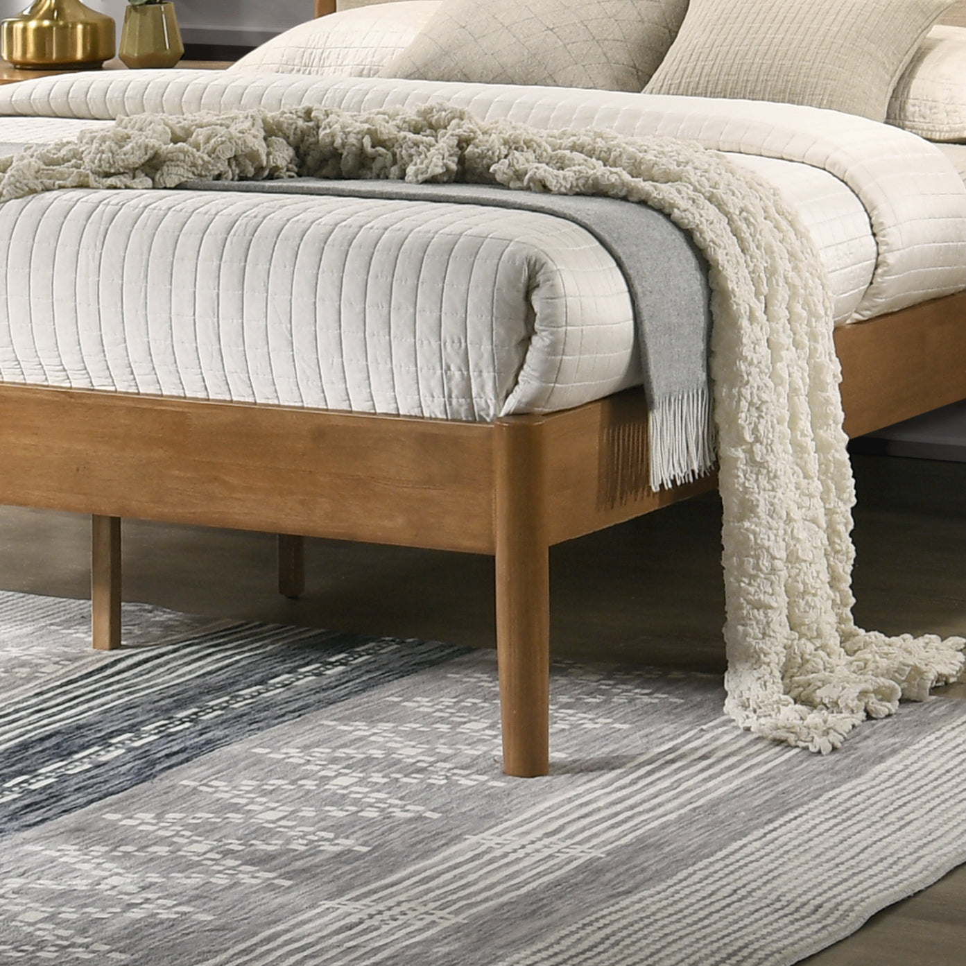 Vichy 2-Piece Rubberwood Bedroom Set, Platform Bed with Nightstand, Queen