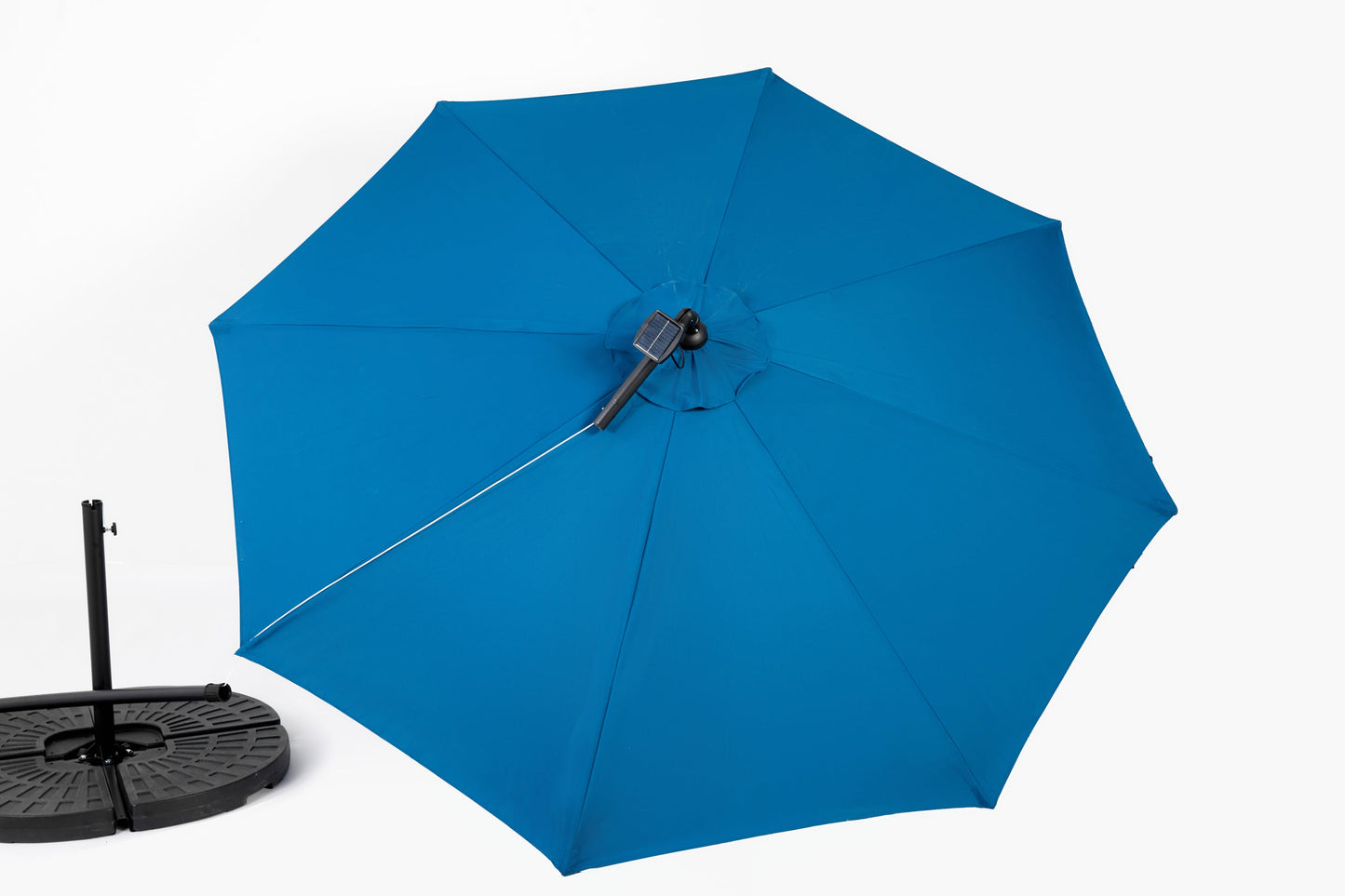 10ft Solar LED Offset Hanging Market Patio Umbrella in Dark Blue