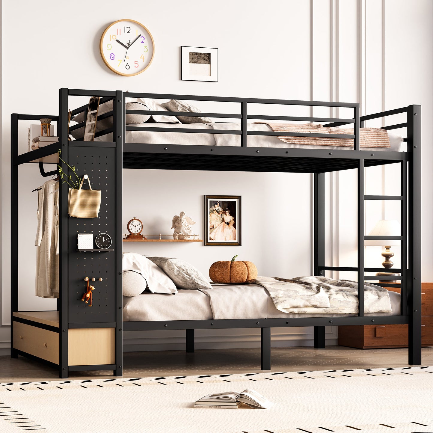 Full Over Full Size Metal Bunk Bed for Teens