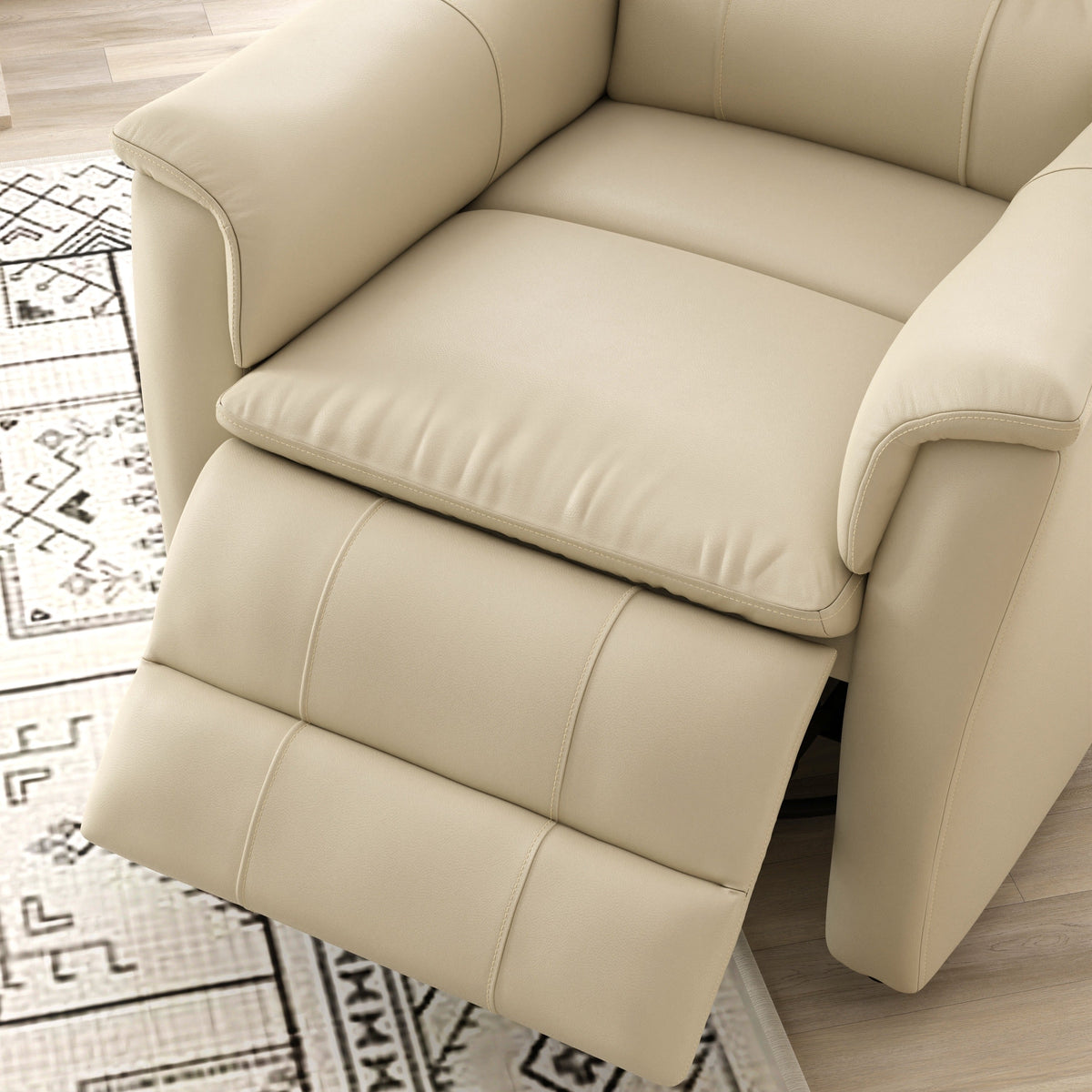 Global Home Swivel Recliner with Manual Footrest In Madras Eggshell