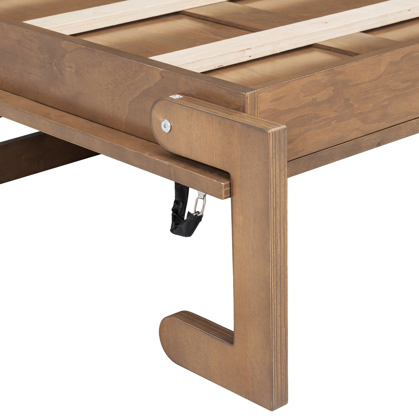 Twin Size Murphy Bed with Charging Station and Drawer in Wood Color, Solid Pine Wood + MDF