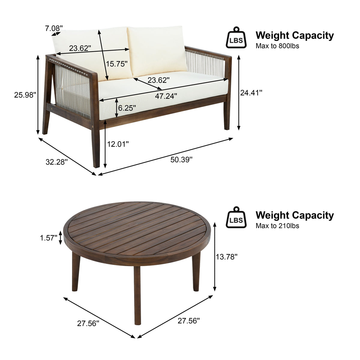 Outdoor Loveseat and Coffee Table Set