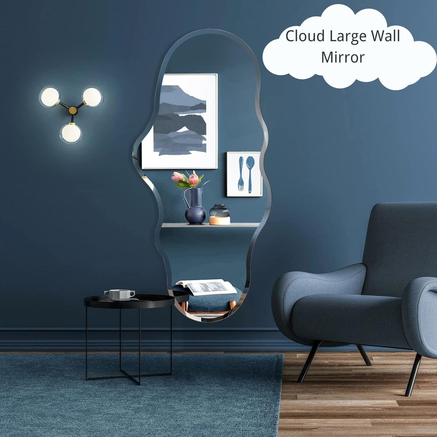 Full Length Wall Mounted Mirror 47x23 Frameless White