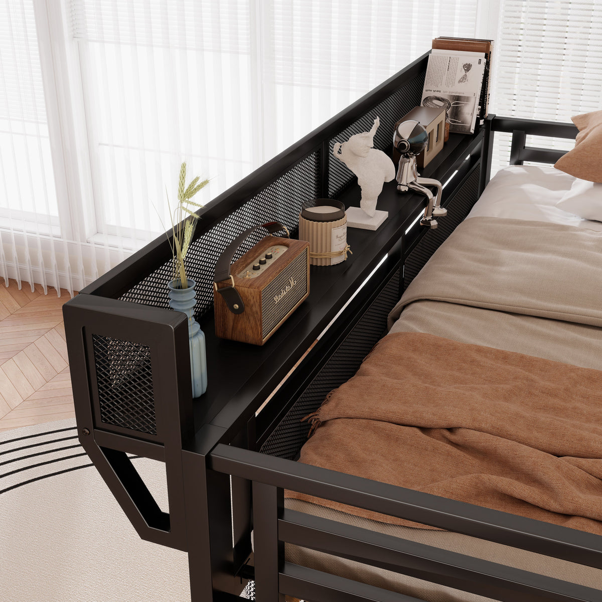 Full Size Loft Bed with Charging Station