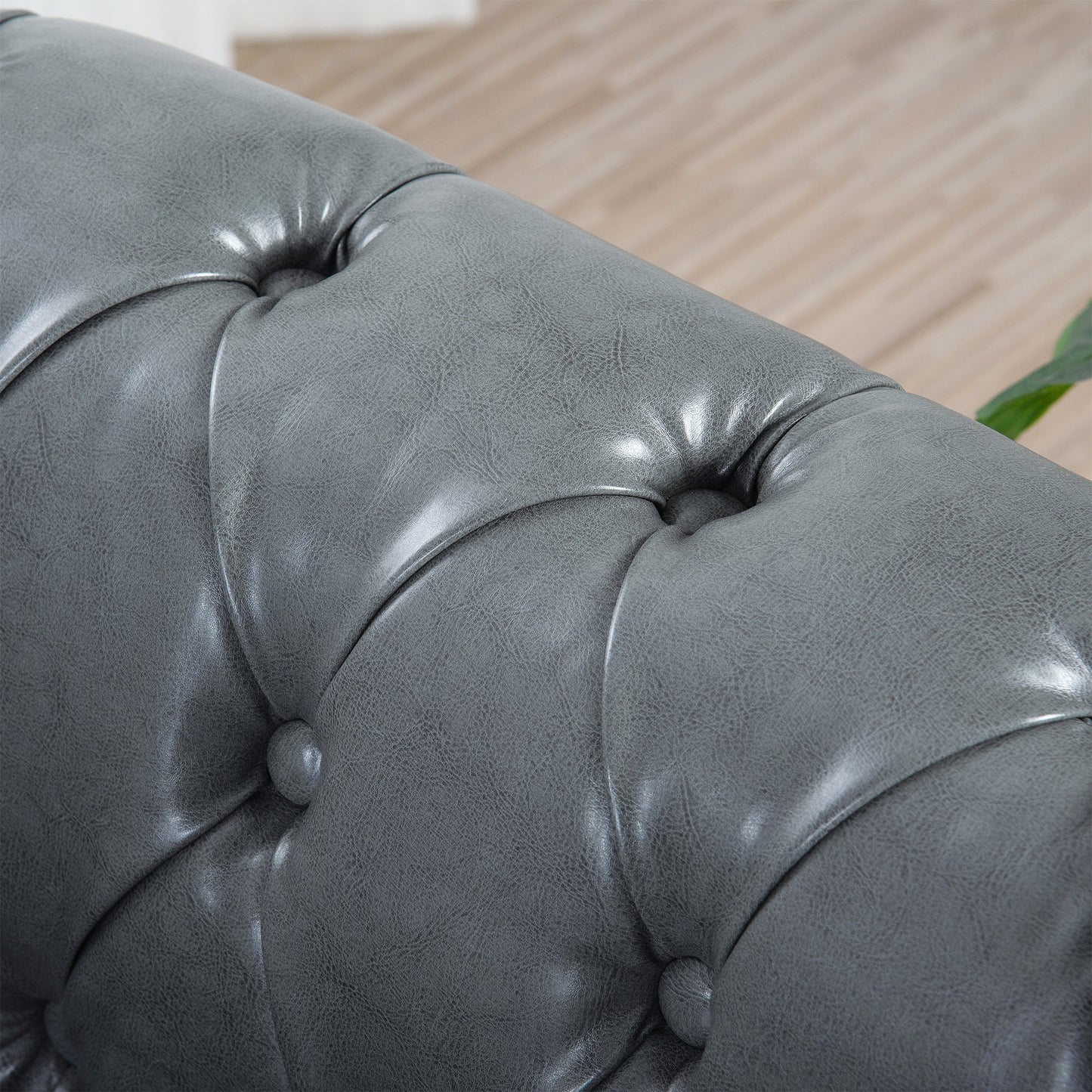 84.65' Rolled Arm Chesterfield 3 Seater Sofa.