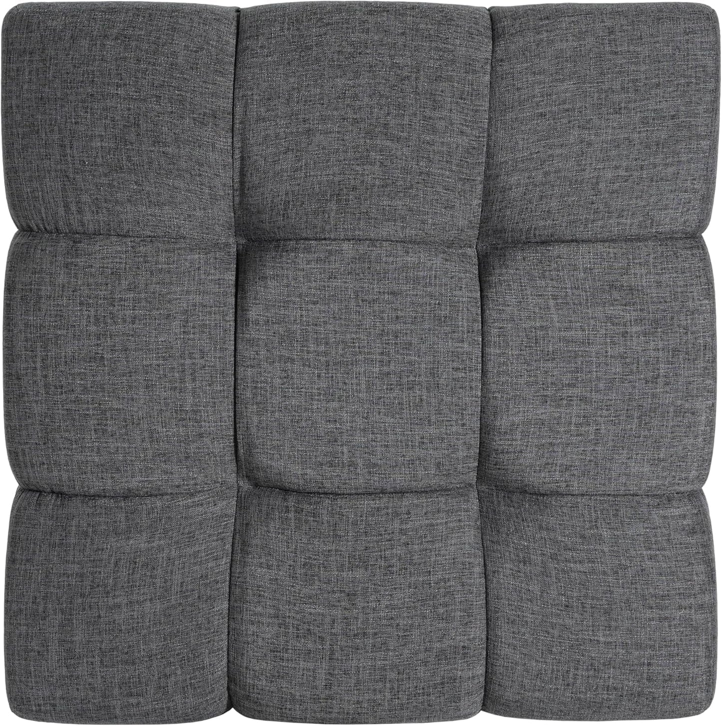 Modern Gray Fabric Ottoman With Walnut Finish WoodFrame