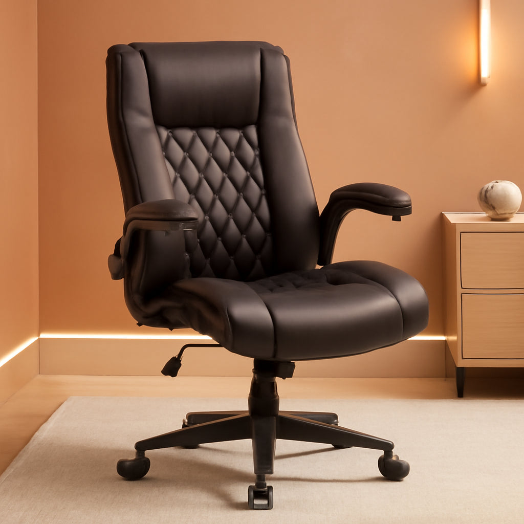 Executive PU Leather Office Chair With Flip Up Armrests