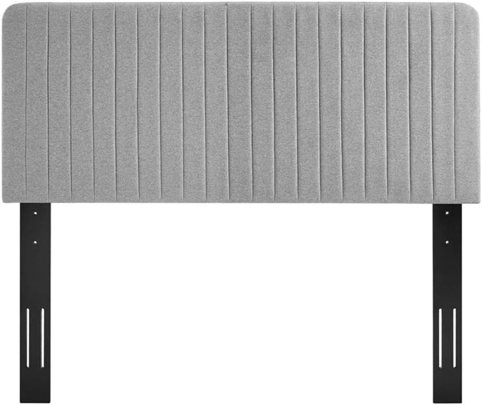 Channel Tufted Light Gray King Headboard With Foam Padding