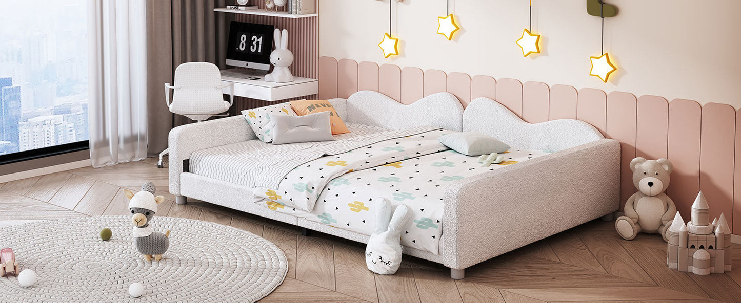 Full Size Upholstered Daybed in Sherpa Fabric
