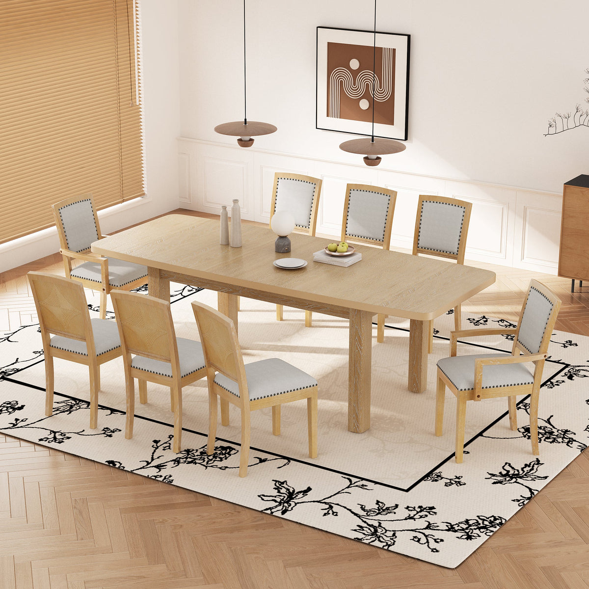 TOPMAX Rustic Extendable 84-Inch Dining Table Set