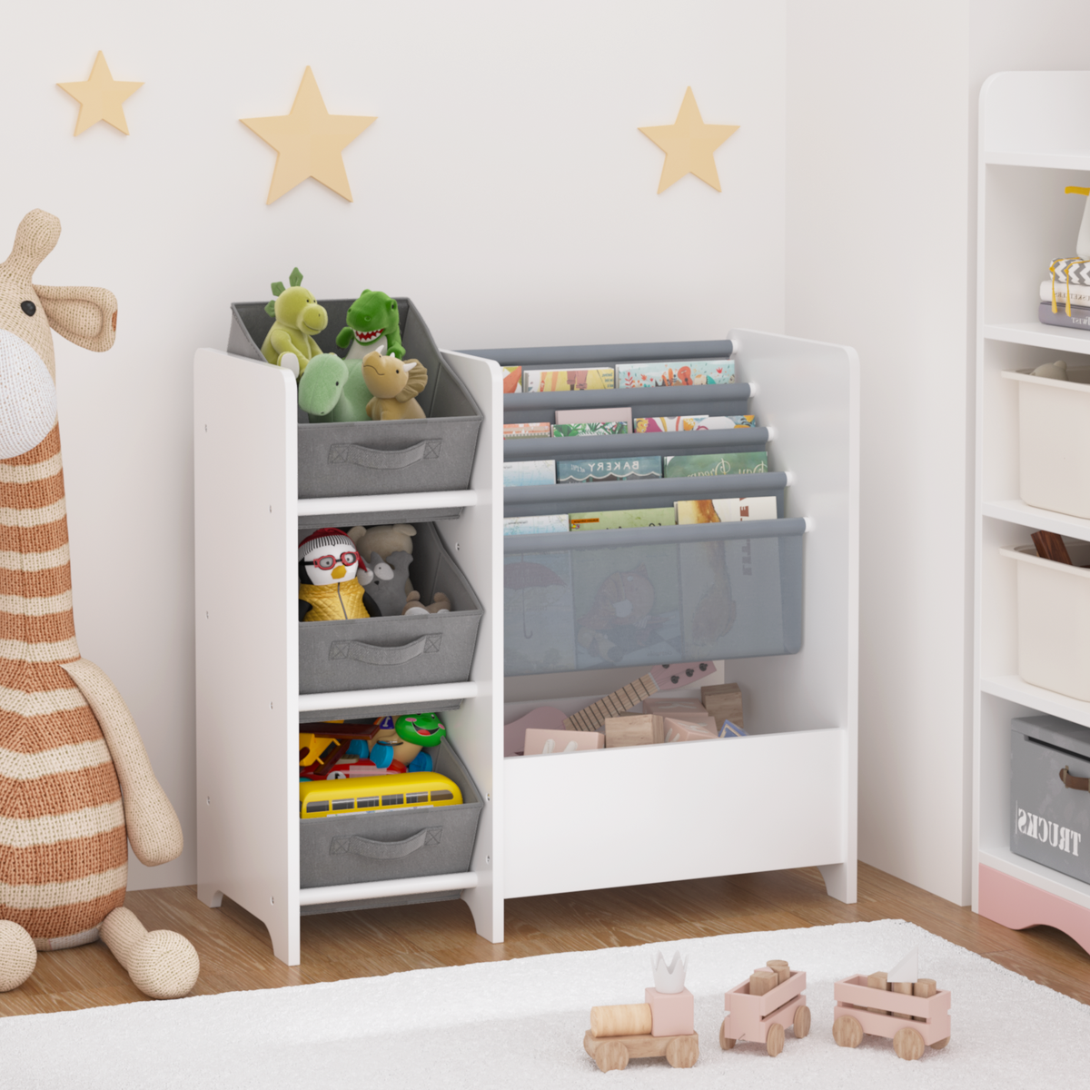 Kids Bookshelf and Toy Storage Organizer