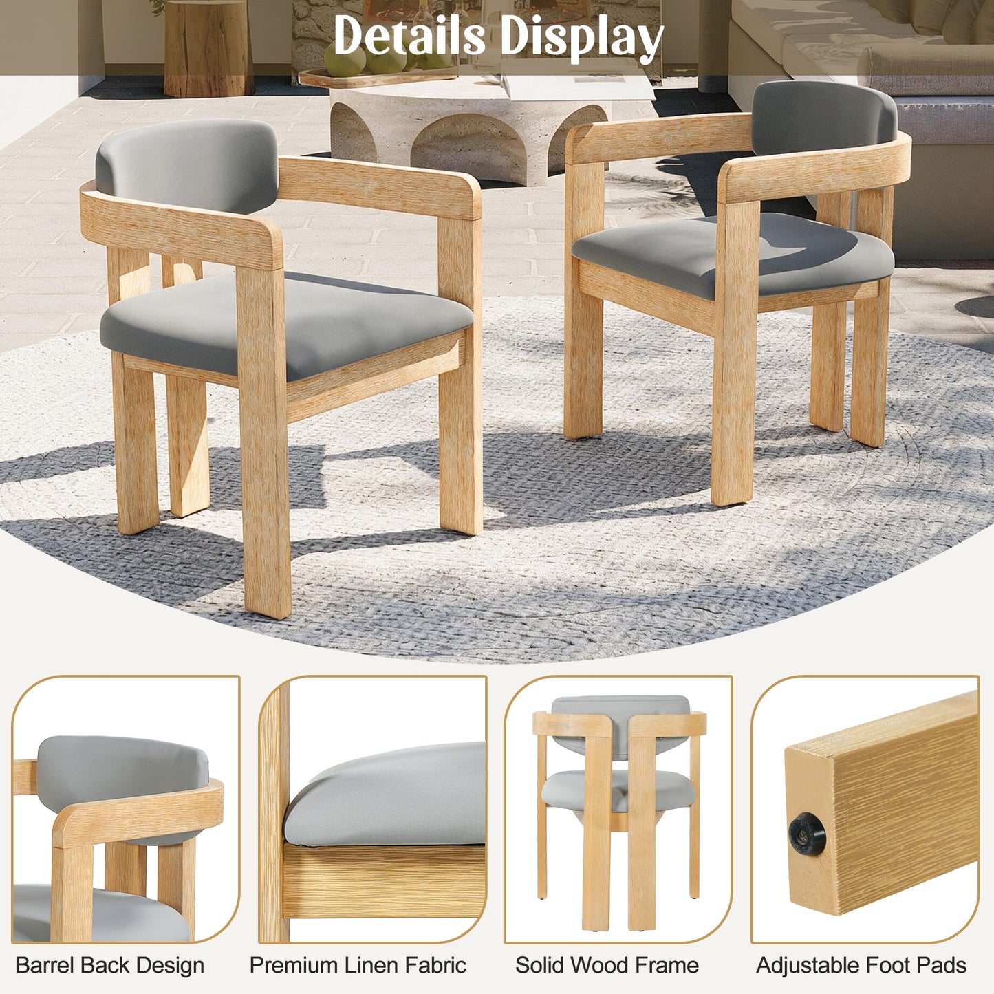 5-Piece Outdoor Acacia Wood Round Dining Set