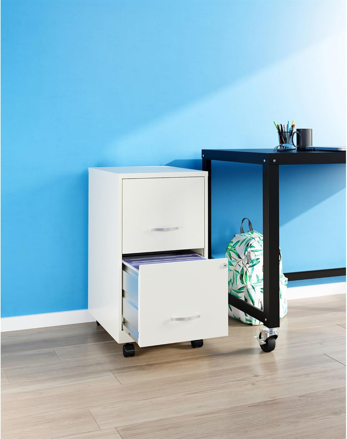 LYS SOHO White Mobile File Cabinet With Locking Two Drawers