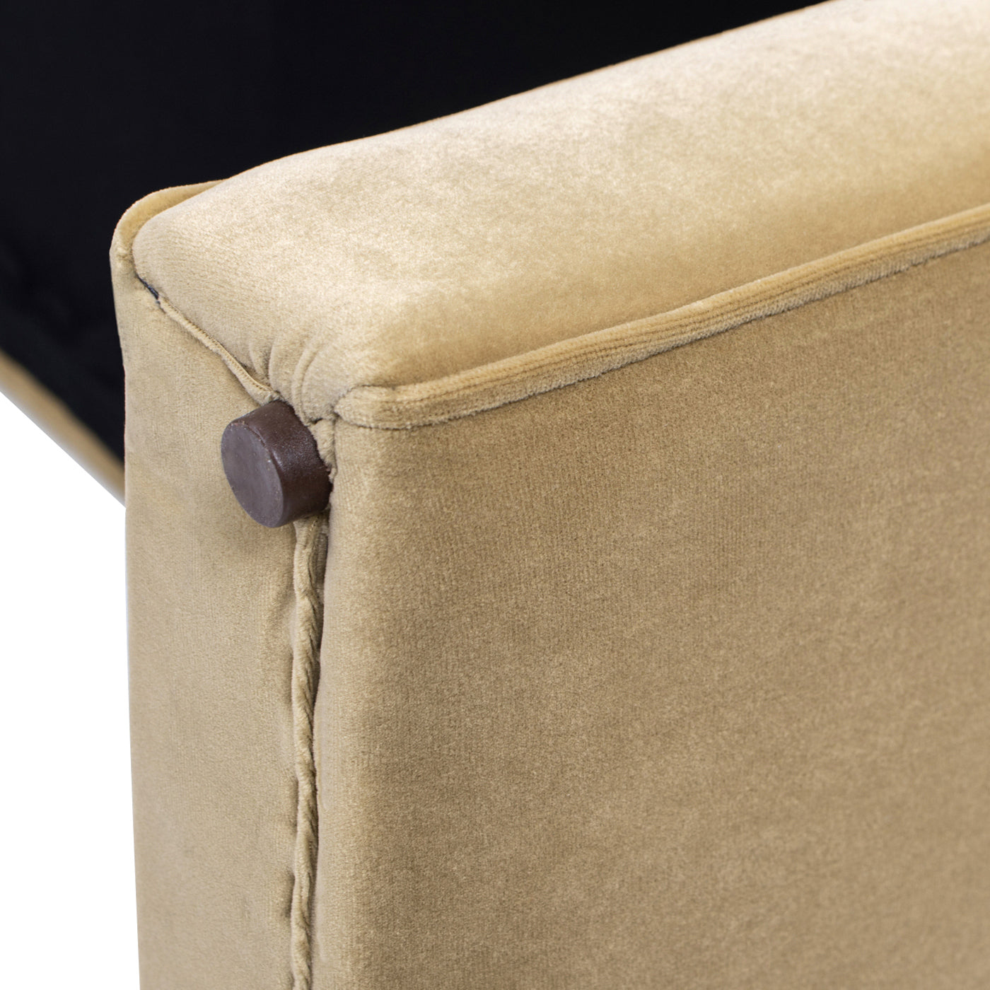 Mason 60.5' Arched Arm Bench with Bolster Pillows, Camel Brown Beige Performance Velvet