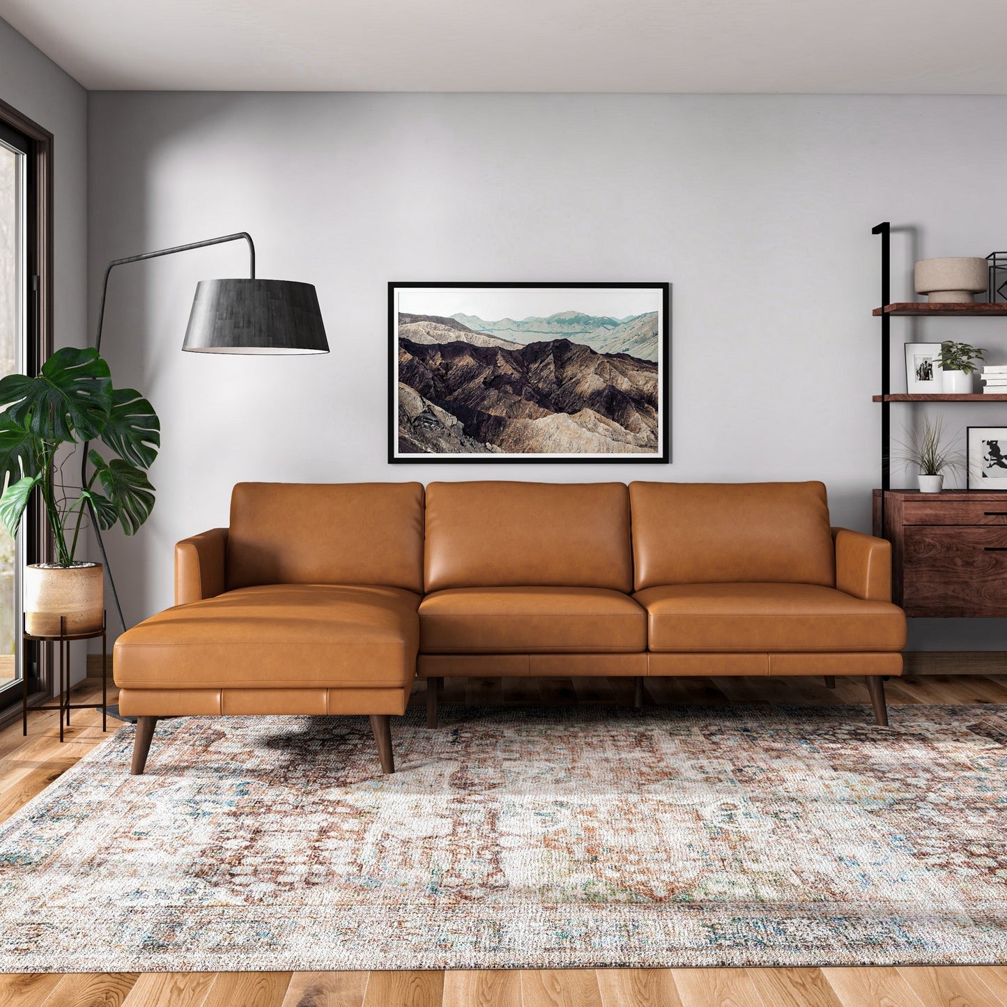 Lore L-Shaped Genuine Leather Sectional