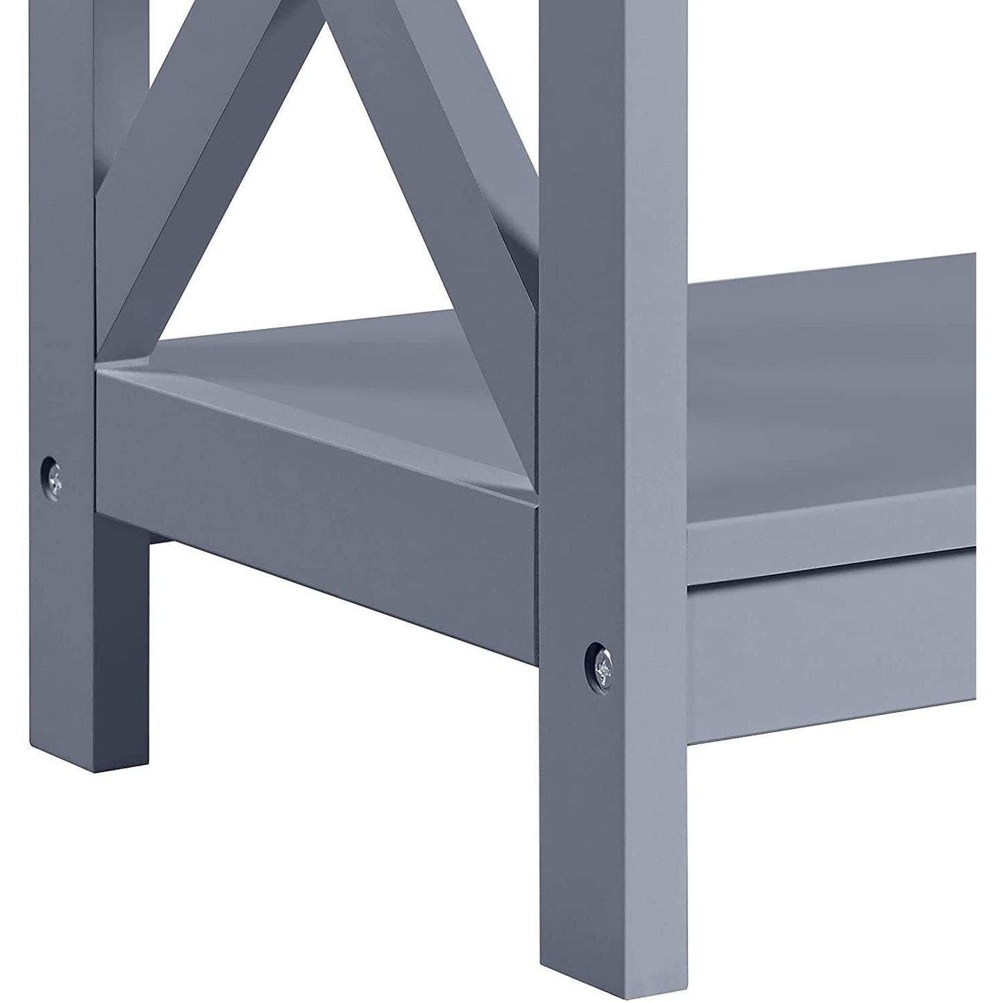 Gray Three Tier Console Table With Storage Shelves