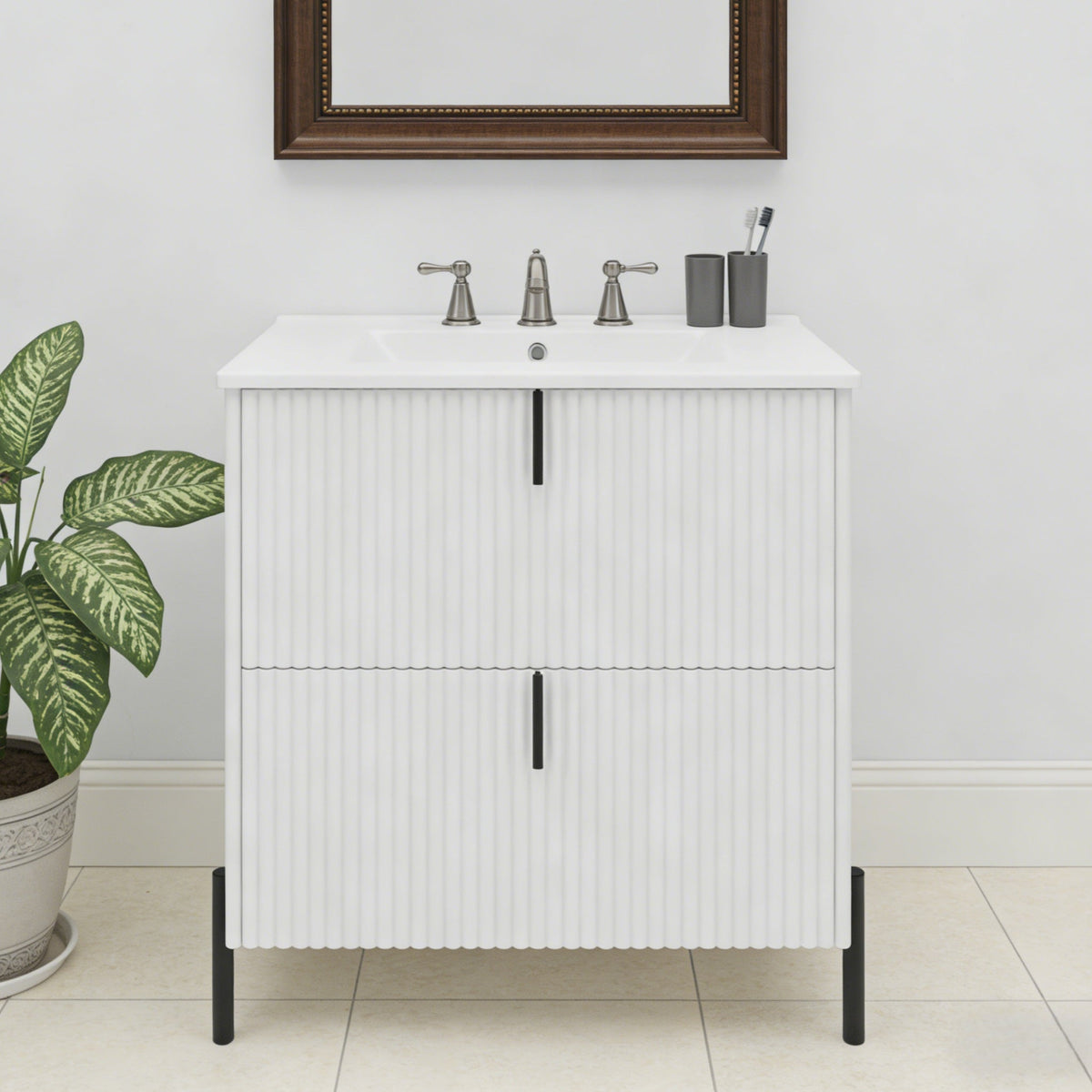 30" Bathroom Vanity with Ceramic Sink