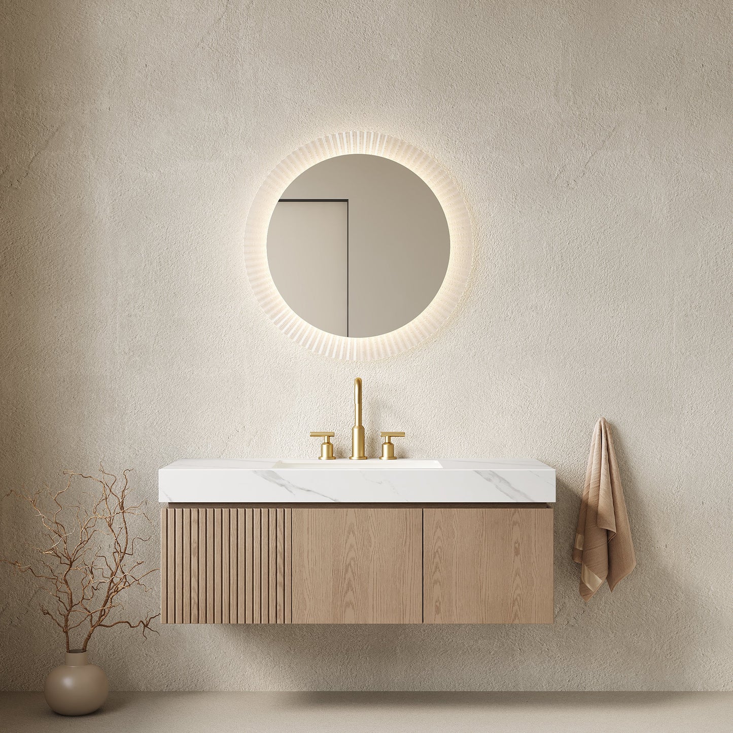 Muri 48" Bathroom Vanity & Sink, Floating Plywood Storage Cabinet