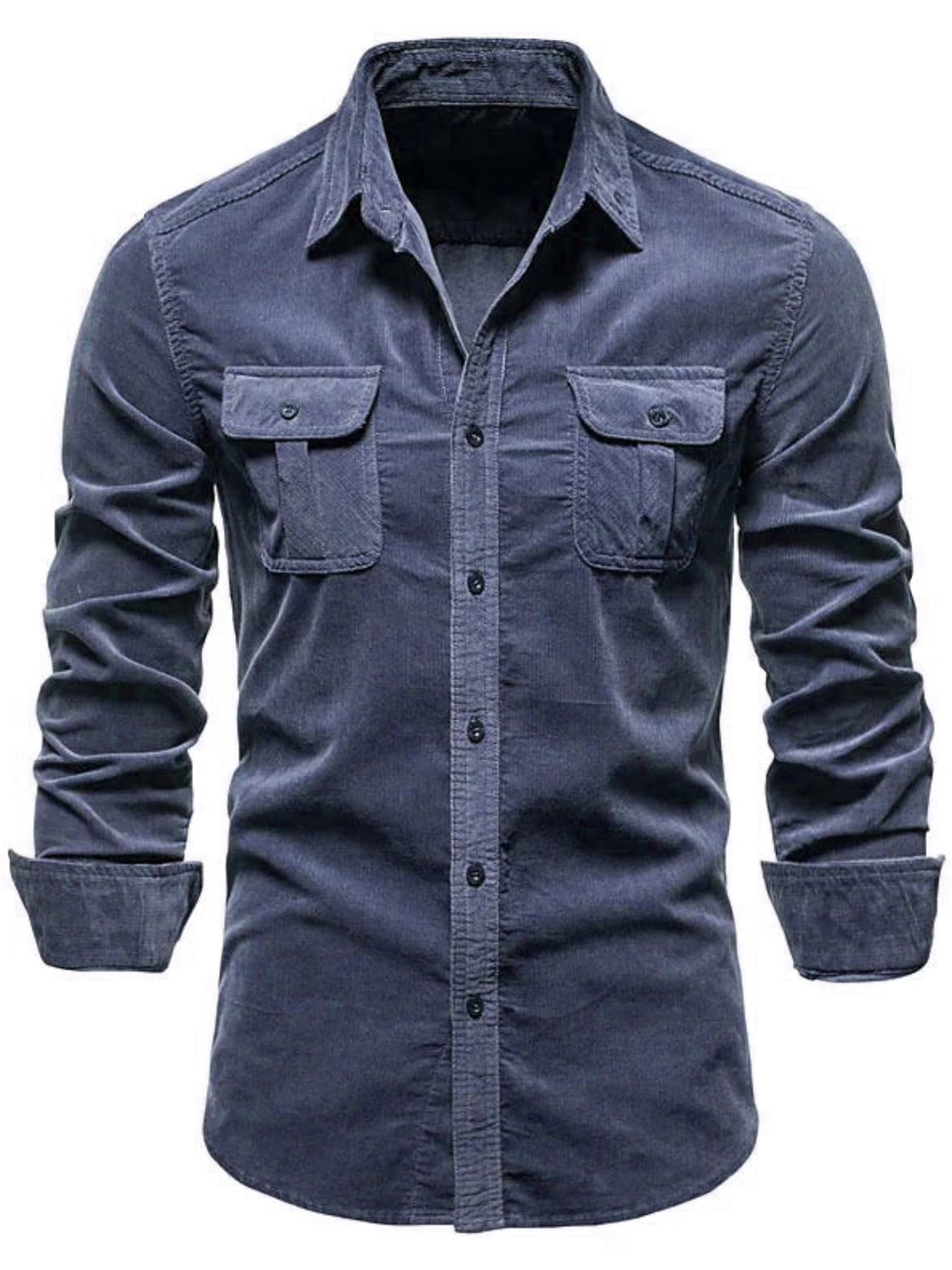 Collared Neck Button Down Shirt with Chest Pockets Plus Size