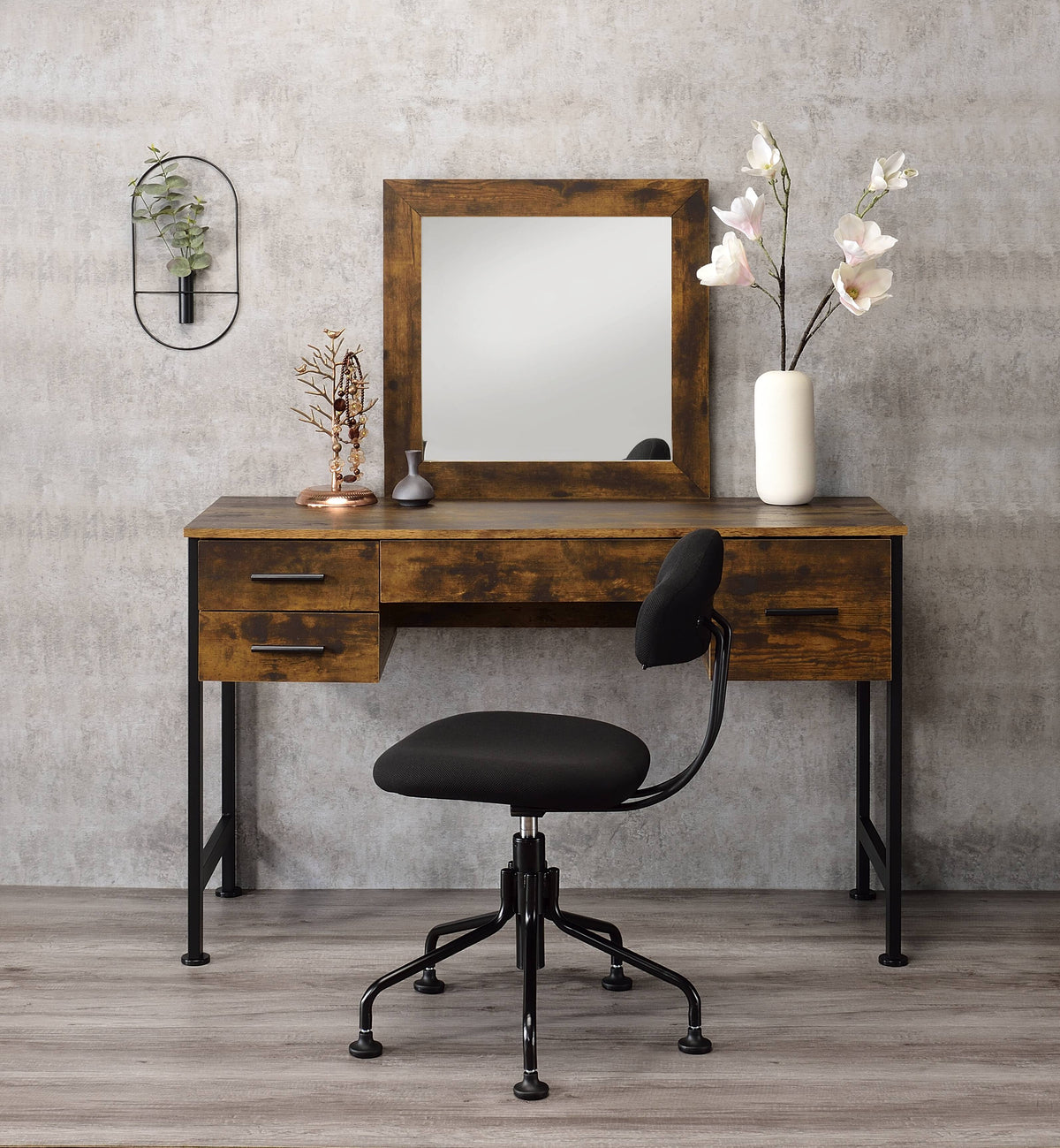 Juvanth Rustic Vanity & Dresser Mirror Set