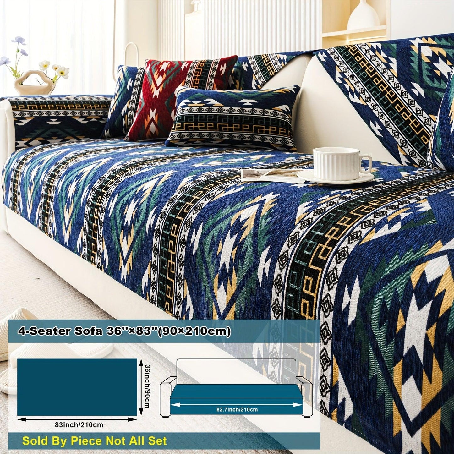 Boho Couch Cover - Chic Snow Chenille Sofa Slipcover