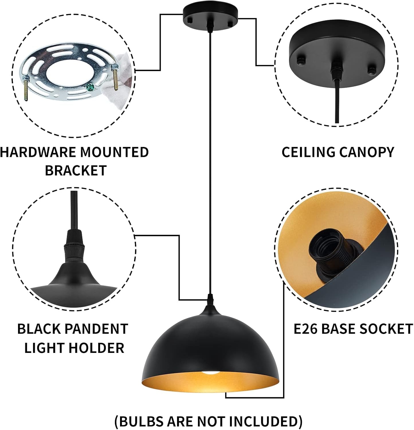 2 Farmhouse Dome Pendant Lights