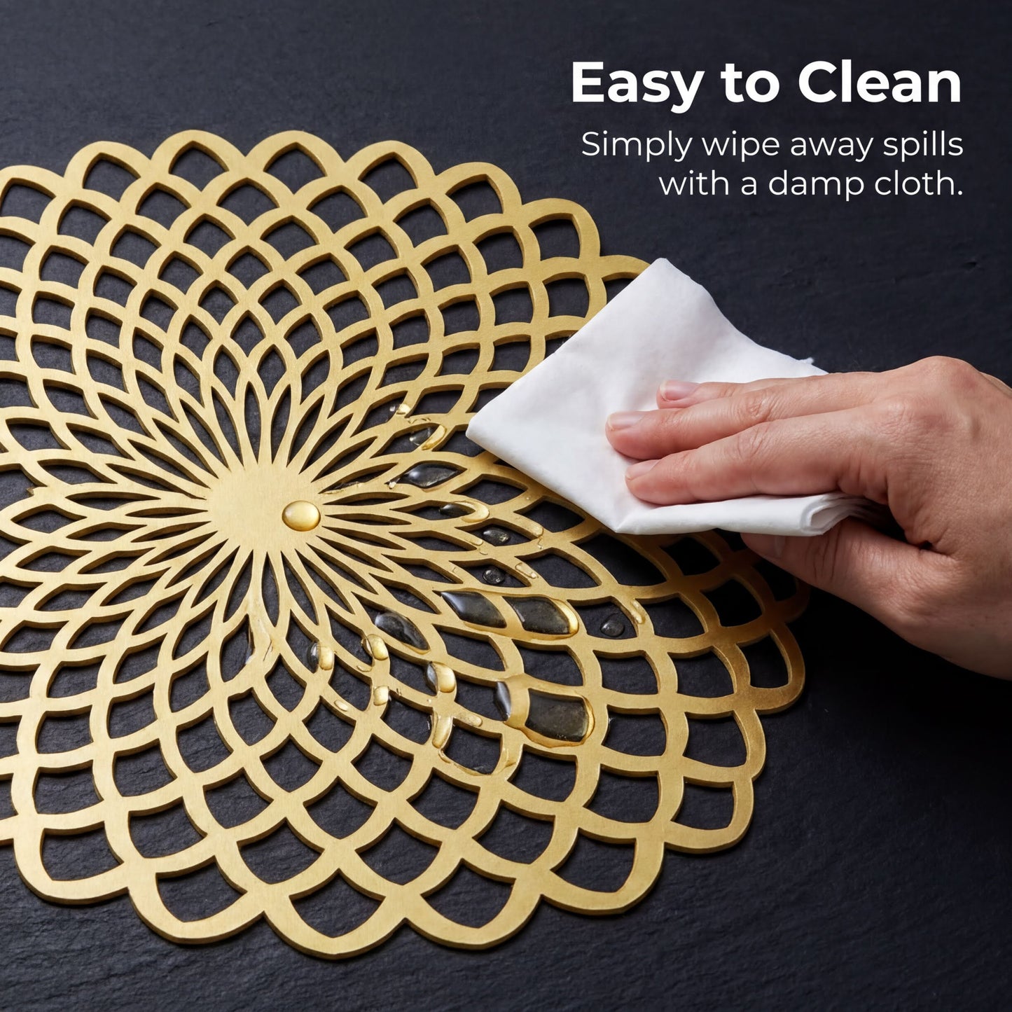 Gold Wooden Trivet - Heat Resistant MDF Wood Carved Placemats for Dining Table