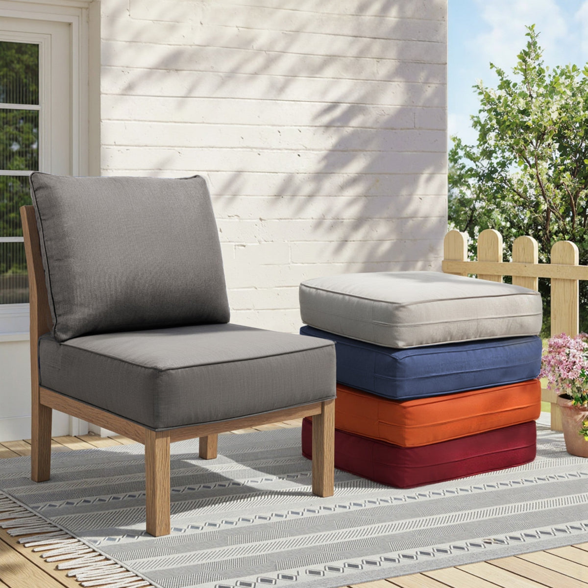 6" Thick Outdoor Chair Cushion Set - Gray