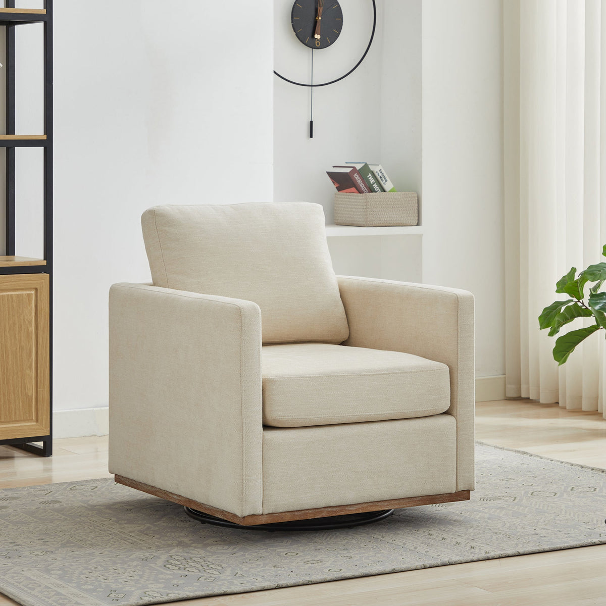 30.7"W Square Upholstered 360° Swivel Accent Chair