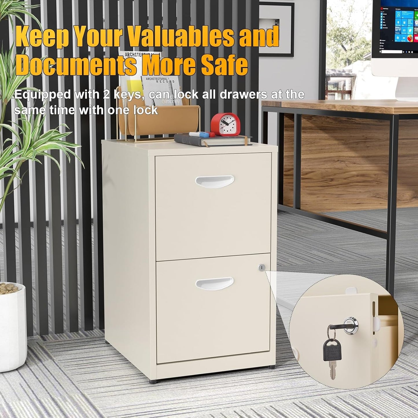 Filing Cabinet Two Drawer Lock For Letter Size Files Home Office